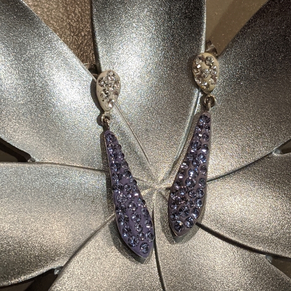 New-Purple Rhinestone Earrings - Picture 2 of 4
